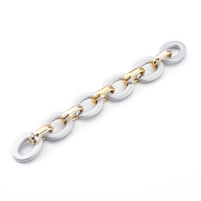 Opaque Spray Painted Acrylic & CCB Plastic Linking Cable Chains Set AJEW-JB00912-1