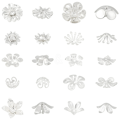 60Pcs 10 Styles Brass Bead Cap KK-BBC0021-14-1