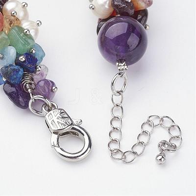 Gemstone Beaded Chakra Bracelets BJEW-JB02568-1