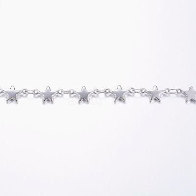 Tarnish Resistant Handmade 304 Stainless Steel Bar Link Chains STAS-G038-01P-1