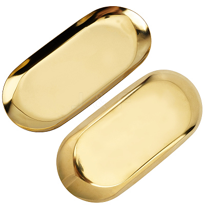 Oval 430 Stainless Steel Jewelry Display Plate STAS-CP0001-08G-1
