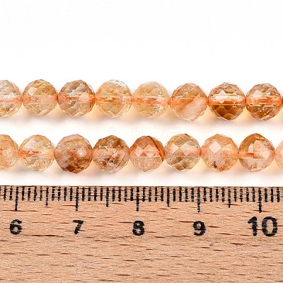 Natural Citrine(Heated) Beads Strands G-S345-6mm-18-1