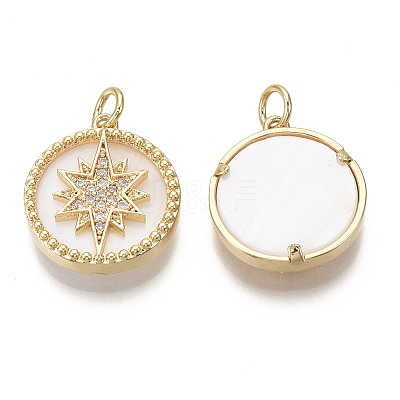Brass Micro Pave Cubic Zirconia Pendants KK-R136-015-NF-1