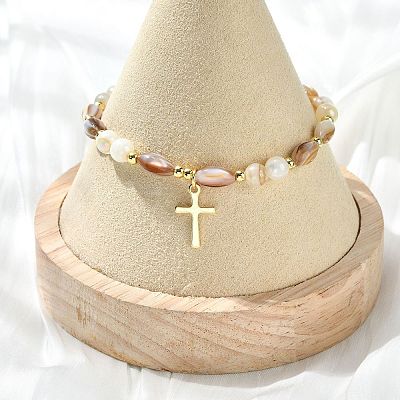 3Pcs 3 Styles Cross 201 Stainless Steel Charm Bracelets BJEW-JB14028-1