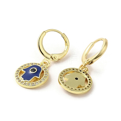 Hamsa Hand Golden Brass Dangle Leverback Earrings EJEW-Q797-10G-03-1