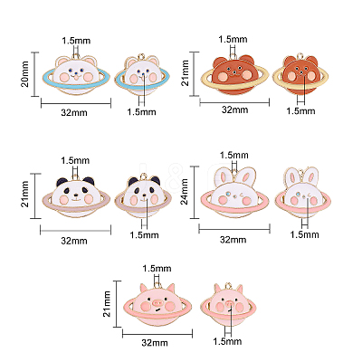 25Pcs 5 Style Zinc Alloy Enamel Pendants ENAM-CJ0001-104-1