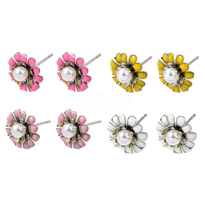 Brass Enamel Stud Earrings KK-CBA8324-27P-1