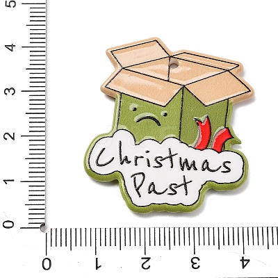 Christmas Series Printed Opaque Acrylic Pendants OACR-Q080-01D-1