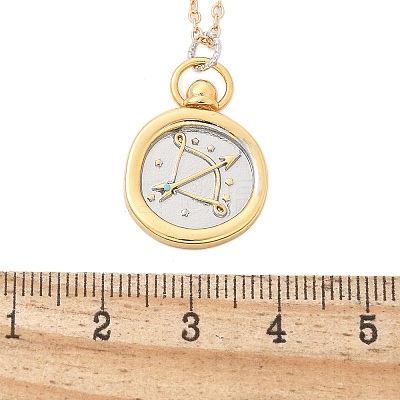 Brass Twelve Constellations Tarot Pendant Necklaces NJEW-Q006-01K-G-1