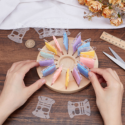 Wooden Bobbin Storage Holders DIY-WH0622-249-1