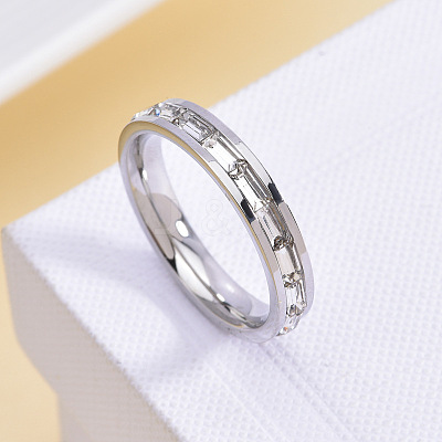 304 Stainless Steel with Crystal Rhinestone Finger Rings FS-WGF5DC4-09-1