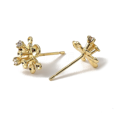 Brass Cubic Zirconia Stud Earring Settings CU-CBA53F6-01G-1