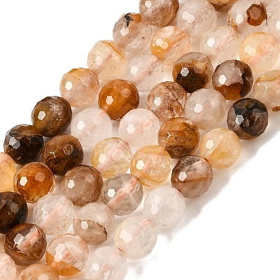 Natural Yellow Hematoid Quartz Beads Strands X-G-I003-8mm-04-1