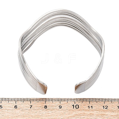304 Stainless Steel Cuff Bangles for Women BJEW-D306-05P-1
