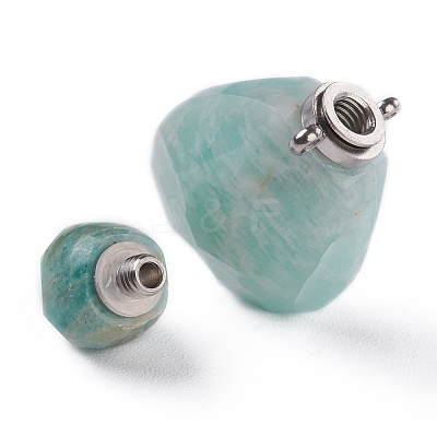 Teardrop Natural Amazonite Perfume Bottle Pendants G-H241-02A-P-1