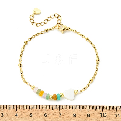 Dyed Natural White Jade & Freshwater Shell Beads Link Bracelets BJEW-JB13683-1