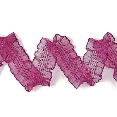20 Yards Polyester Pleated Elastic Lace Trim SRIB-M015-01B-1