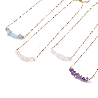 Natural Mixed Stone Chips Beaded Necklaces NJEW-JN03969-1