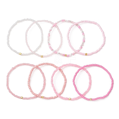 8Pcs Glass Seed Beads Stretch Bracelets for Women BJEW-MZ00269-1