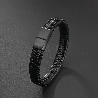 Braided Imitation Leather Cord Bangles for Men WGDB0D2-01-1