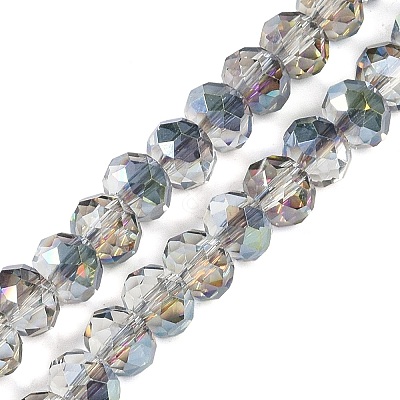 Half Rainbow Plated Faceted Rondelle Glass Beads Strands GLAA-A024E-HR01-1