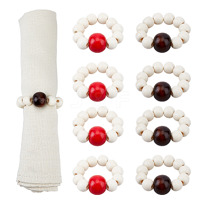 Wooden Beaded Napkin Rings AJEW-FH00004-1