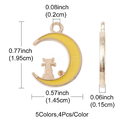 20Pcs 5 Colors Alloy Enamel Pendants ENAM-YW0002-77-1