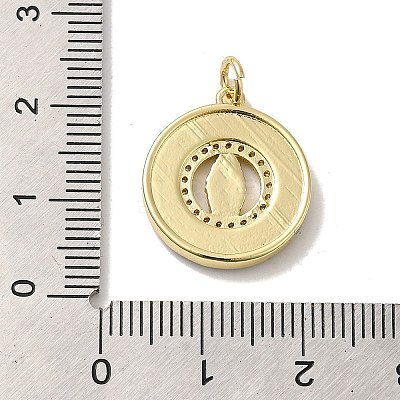 Rack Plating Brass Micro Pave Cubic Zirconia with Synthetic Opal Pendants KK-D088-18G-1