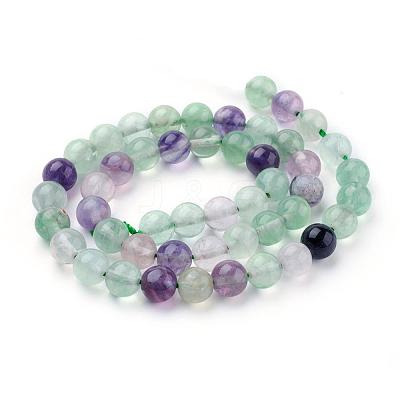 Natural Fluorite Beads Strands G-P318-05-6mm-1