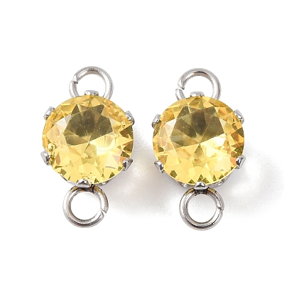 304 Stainless Steel Micro Pave Cubic Zirconia Connector Charms STAS-H240-50P-08-1