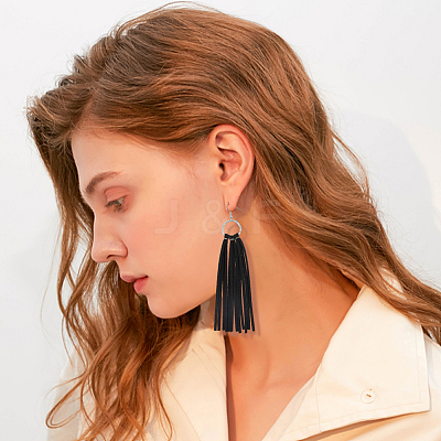 6 Pairs 6 Colors Faux Suede Tassel Earrings EJEW-FI0003-08-1