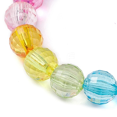 7.5mm Faceted Round Transparent Acrylic Beaded Stretch Bracelets BJEW-JB10249-02-1