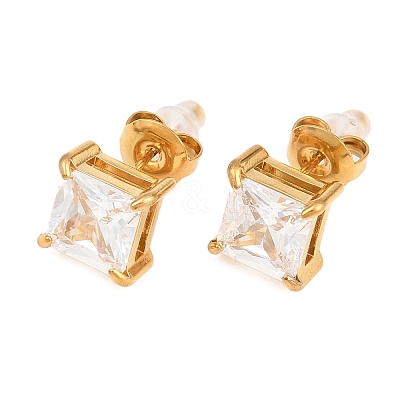 304 Stainless Steel Micro Pave Cubic Zirconia Stud Earrings EJEW-Z165-01G-01-1