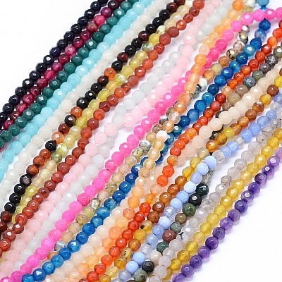 Faceted Natural Agate Beads Strands G-F559-05-4mm-1