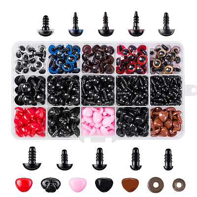 Craft Plastic Doll Eyes & Nose Set DOLL-PW0001-434A-1