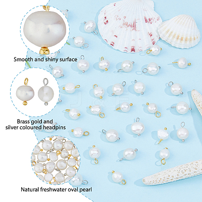48Pcs 2 Colors Natural Cultured Freshwater Pearl Charms FIND-FI0001-17A-1