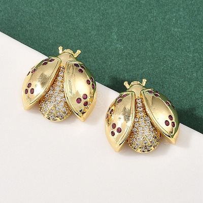 Brass Micro Pave Cubic Zirconia Stud Earrings EJEW-F400-03C-G-1