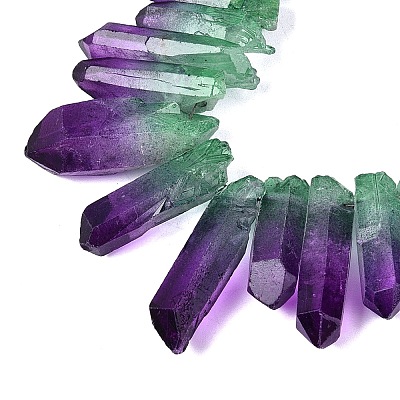 Two Tone Spray Painted Natural Quartz Crystal Points Beads Strands G-Q610-03F-1