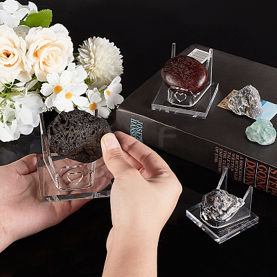 3Pcs 3 Styles Square Acrylic Base Display Easel Stands ODIS-GA0001-60-1