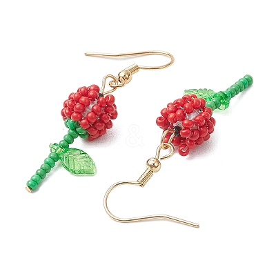 Grade A Round Glass Seed Beads Flower Dangle Earrings EJEW-MZ00451-1