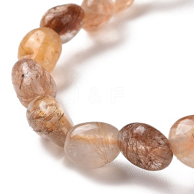 Natural Rutilated Quartz Bead Stretch Bracelets BJEW-K213-38-1