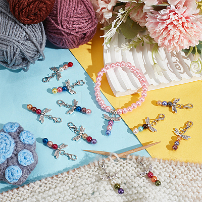 Dragonfly Pendant Stitch Markers HJEW-AB00297-1