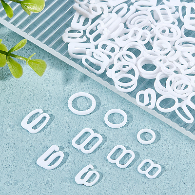 270Pcs 9 Style Plastic Underwear Strap Adjustment Buckles AJEW-GF0005-72-1