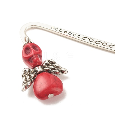 Skull with Wing Dyed Synthetic Turquoise Bookmarks AJEW-JK00180-1