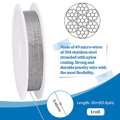 Tiger Tail Wire 304 Stainless Steel Beading Wire TWIR-WH0002-24C-1