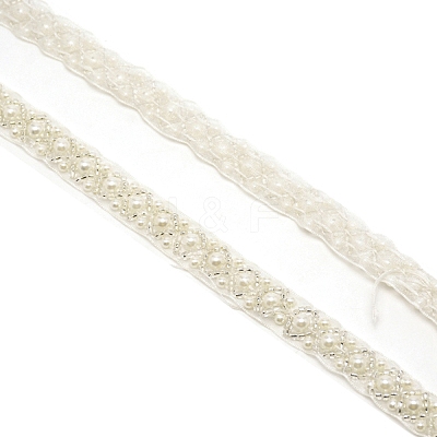 Imitation Polyeste with ABS Plastic Beaded Trimming OCOR-WH0074-02-1