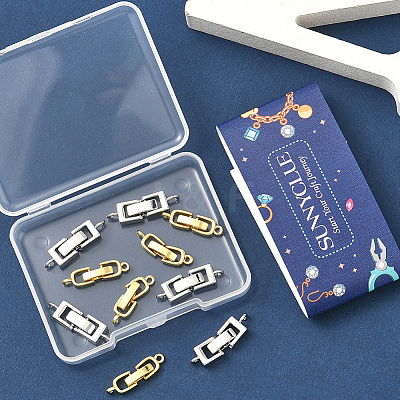 10Pcs 2 Colors Rack Plating Brass Fold Over Clasps KK-SC0006-66-1