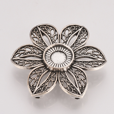 Tibetan Style Alloy Cabochon Connector Settings X-TIBE-T011-77AS-LF-1