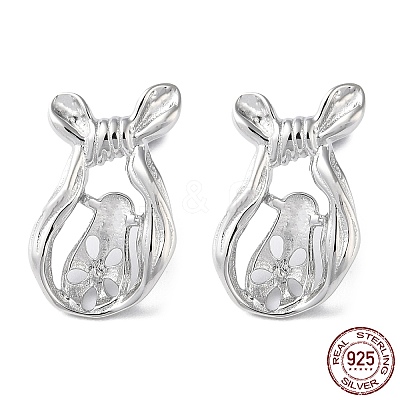 Rhodium Plated 925 Sterling Silver Stud Earring Settings STER-M115-01P-1