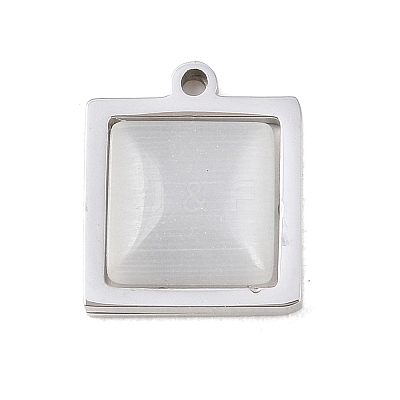 303 Stainless Steel Pave Cat Eye Pendants STAS-K325-05P-02-1